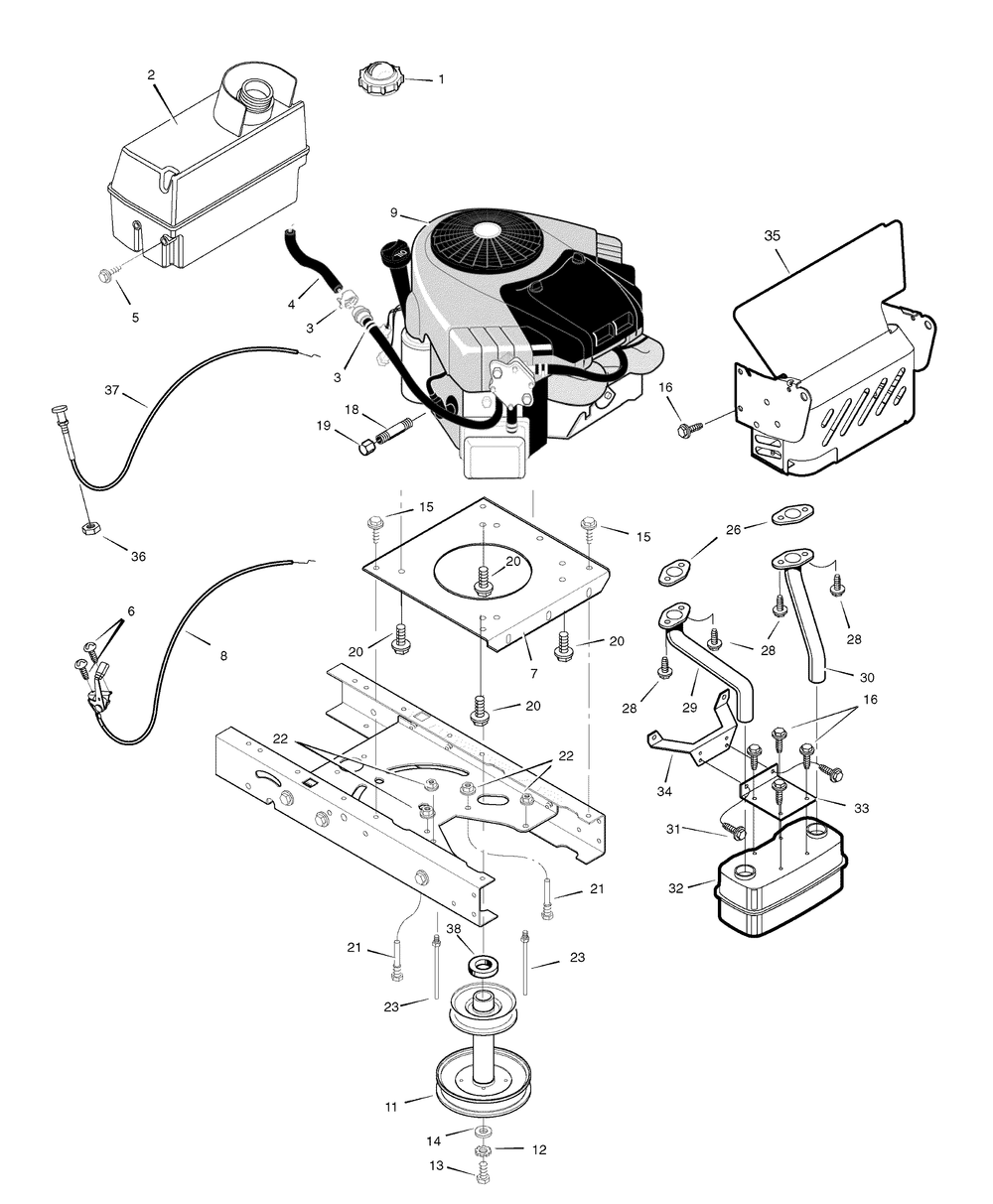Engine Mount Diagram and Parts List for 425017X190A-552548 2006 Briggs and Stratton Lawn Tractor